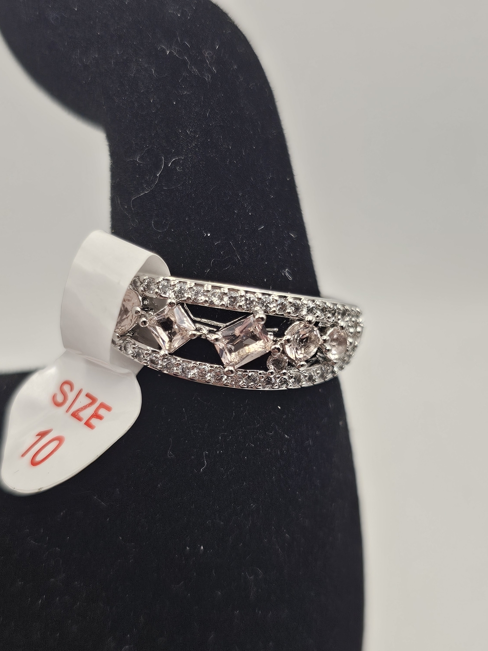 NEW Bomb Party "The Lainey Ring" Ring Size 10 Morganite Pink on Rhodium $146